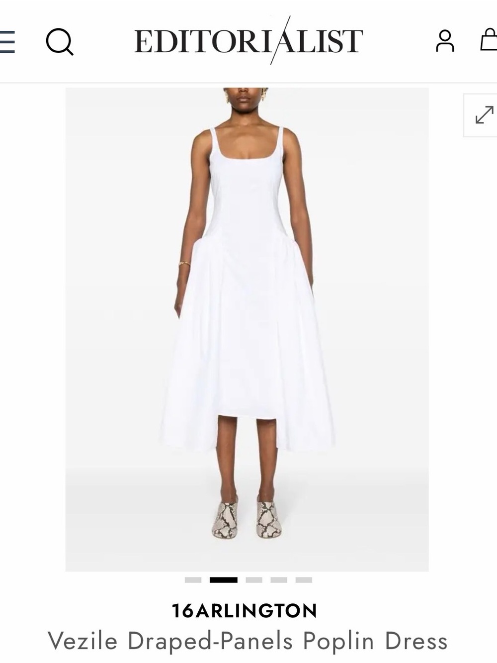 16Arlington White Vezile Draped-Panels Poplin Dress size US 4 $1800